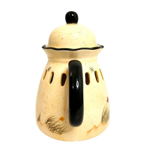 Home Interiors Tea Pot Ceramic Tea Light Candle Holder Butterfly Design 7x8" - Picture 5 of 7